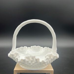 Milk glass basket